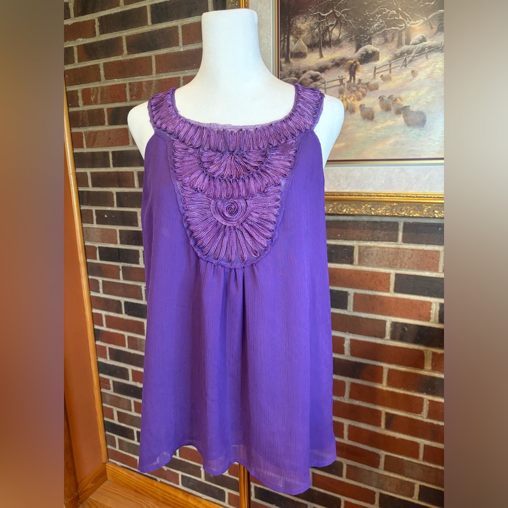 Cato purple tank top size L. Sheer with lining. Pit to pit 20 no stretch 26 leng
